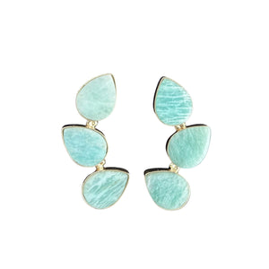 Teardrop Curved Studs - Amazonite