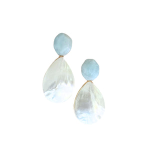 Long Mother of Pearl Teardrop with Aquamarine