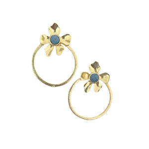 Blue Opal and Turquoise Flowers with Gold Circles