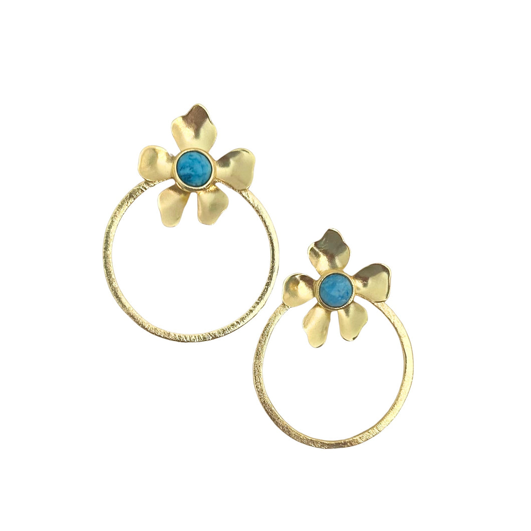 Gold and Turquoise Flowers with Gold Circles