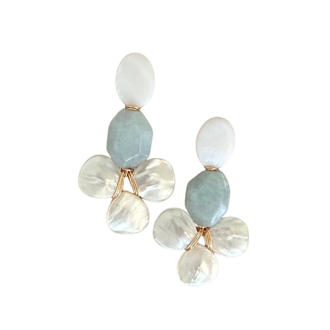 Mother of Pearl Teardrops with Aquamarine